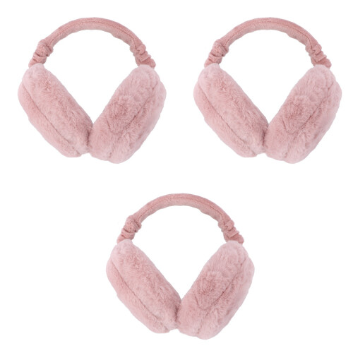 3Pcs Foldable Earmuffs Ear Warmers Unisex Winter Pink 2