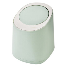 (White) Desktop Trash Can Minimalist Round Wastebasket Light Green