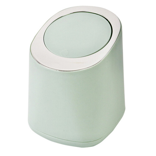 (White) Desktop Trash Can Minimalist Round Wastebasket Light Green