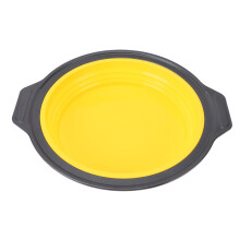 (Yellow) Silicone Cake Pan Foldable Quick Release Round Baking Pan Yellow