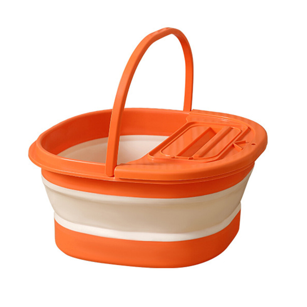 (Green White) Foldable Foot Bath Tub with Massage Points Orange White