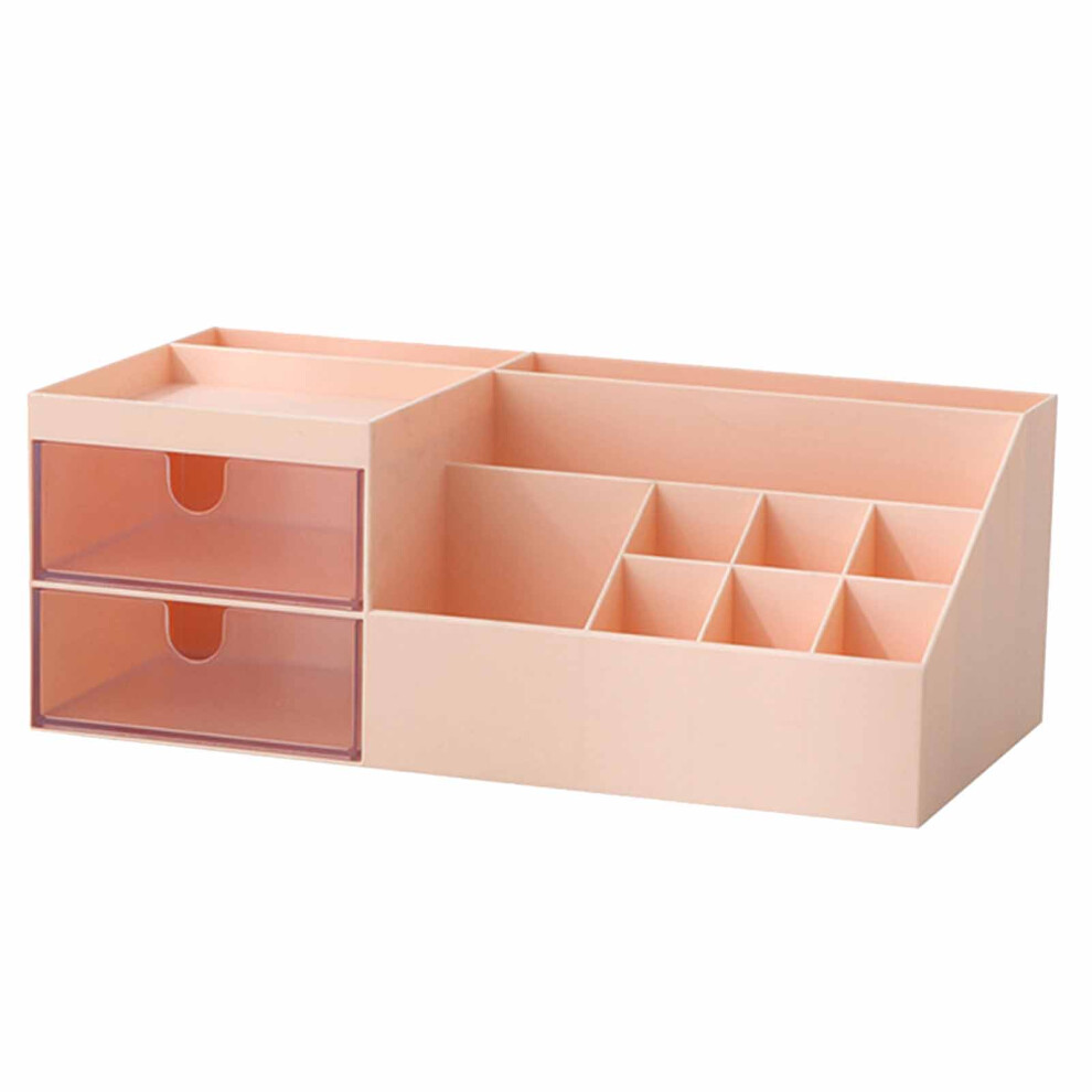 (Ivory White) Large Makeup Organizer with Drawers Pink