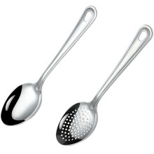 10 Pcs Long Handle Slotted Spoon Stainless Steel Serving Utensil