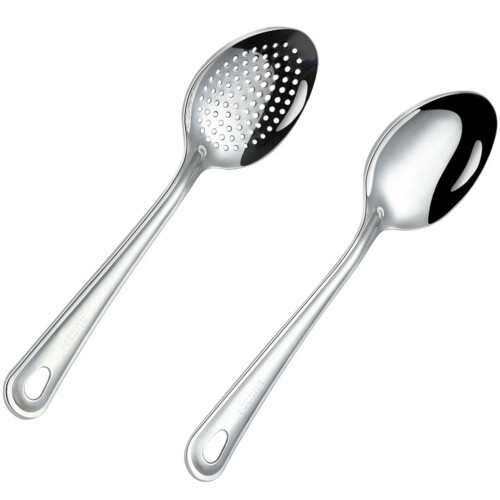 10 Pcs Long Handle Slotted Spoon Stainless Steel Serving Utensil 1