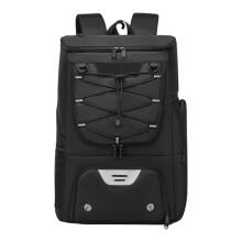 Basketball Backpack With Shoe Compartment, Breathable Sports Bag, Ball Holder, Soccer Travel Backpack Black