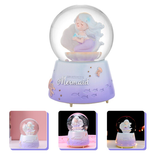 Multi Mermaid Snow Globe Lighted Musical Desktop Decoration Gift 1