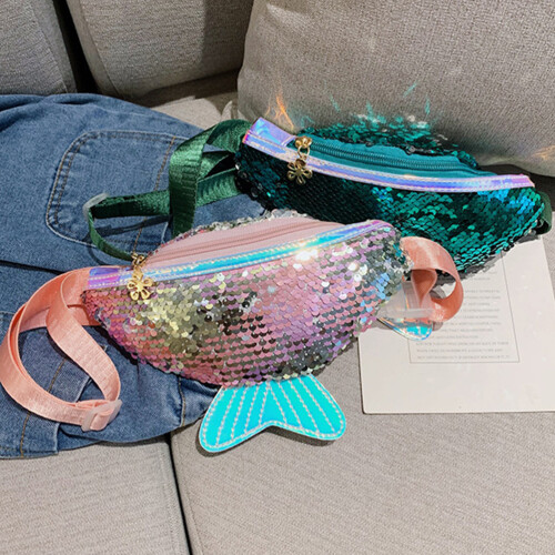 fischschwanz damen handytasche grün multifunktions hüft- brusttasche 2