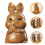 Retro Light Brown Wooden Rabbit Charm DIY Keyring Hanging Decor 5