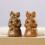 Retro Light Brown Wooden Rabbit Charm DIY Keyring Hanging Decor 7