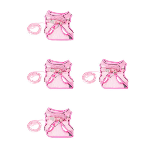 4 Sets Breathable Reflective Dog Harness With Leash 2