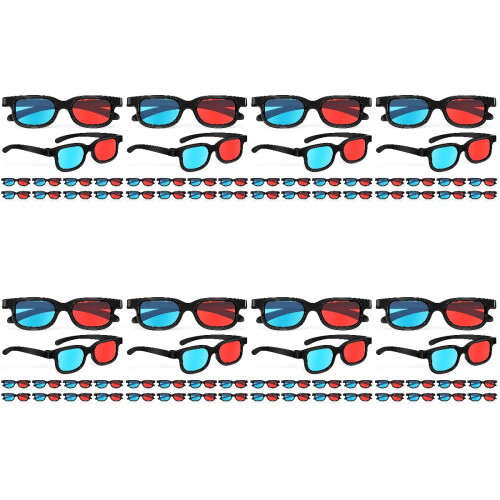 80 Pcs Red-Blue Lens 3D Glasses Compatible With Monitors Tvs Screens 2