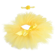 gelbes baby-fotokostüm mit netzrock, tüllkleid, schleife, -headband