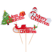 24 Pcs Cake Topper Xmas Cupcake Decor Cartoon Dessert Topper