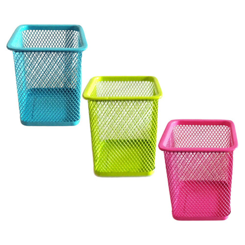1Set Metal Pen Container Square Office Cosmetic Brush Holder