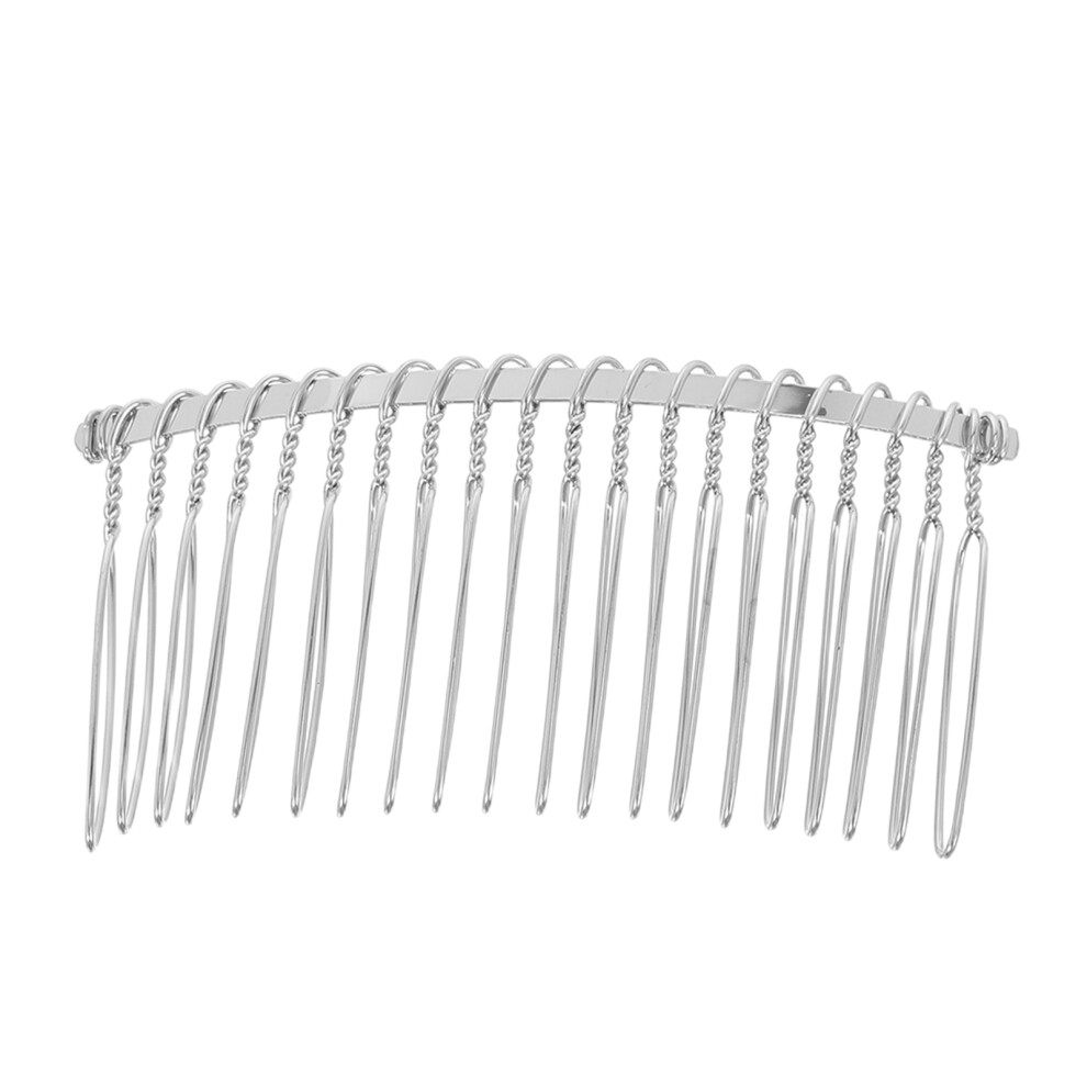 Aboofan Unisex Silver 3Pcs 7.8Cm 20 Teeth Metal Wire Hair Clip Comb For Bridal Veil