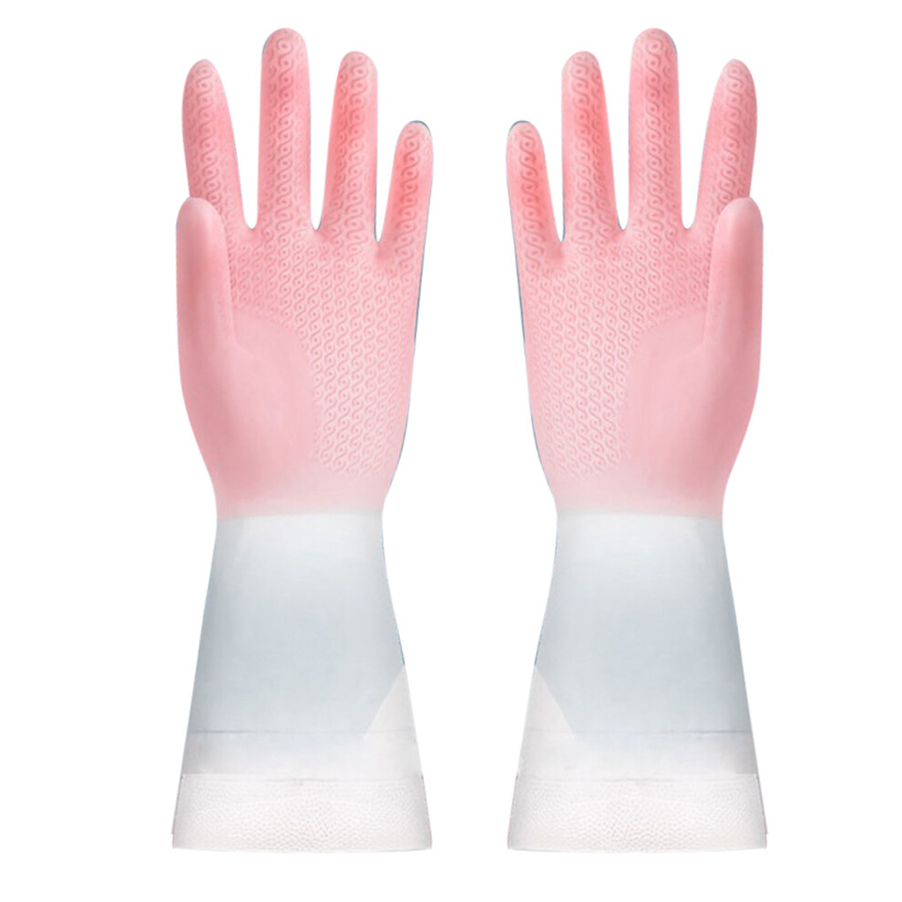 (Pink L) Waterproof Latex Dishwashing Gloves Pink L 609610709039