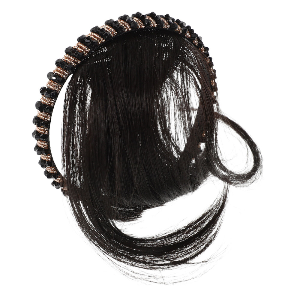 Vaguelly Unisex Gray 2Pcs Natural Hair Wig With Headband And Bangs For Women