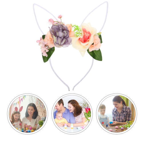 Multi Flower Headband Bunny Ears for Women Easter Decoration 2