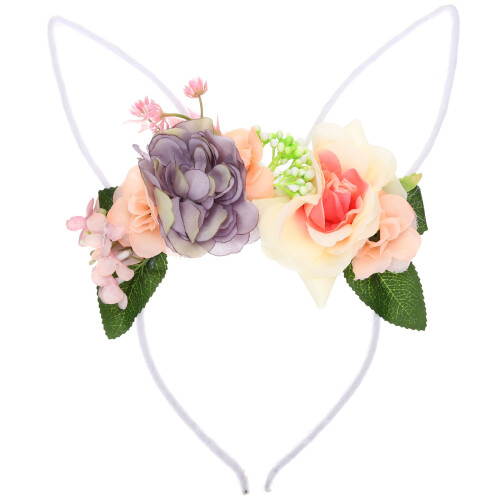Multi Flower Headband Bunny Ears for Women Easter Decoration