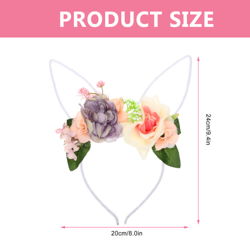 Multi Flower Headband Bunny Ears for Women Easter Decoration 1