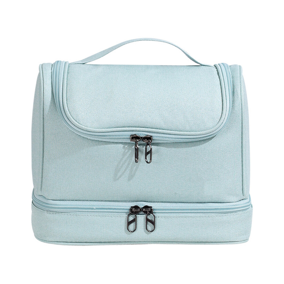 Double Layer Makeup Bag Mesh Dry Wet Separation Light Blue
