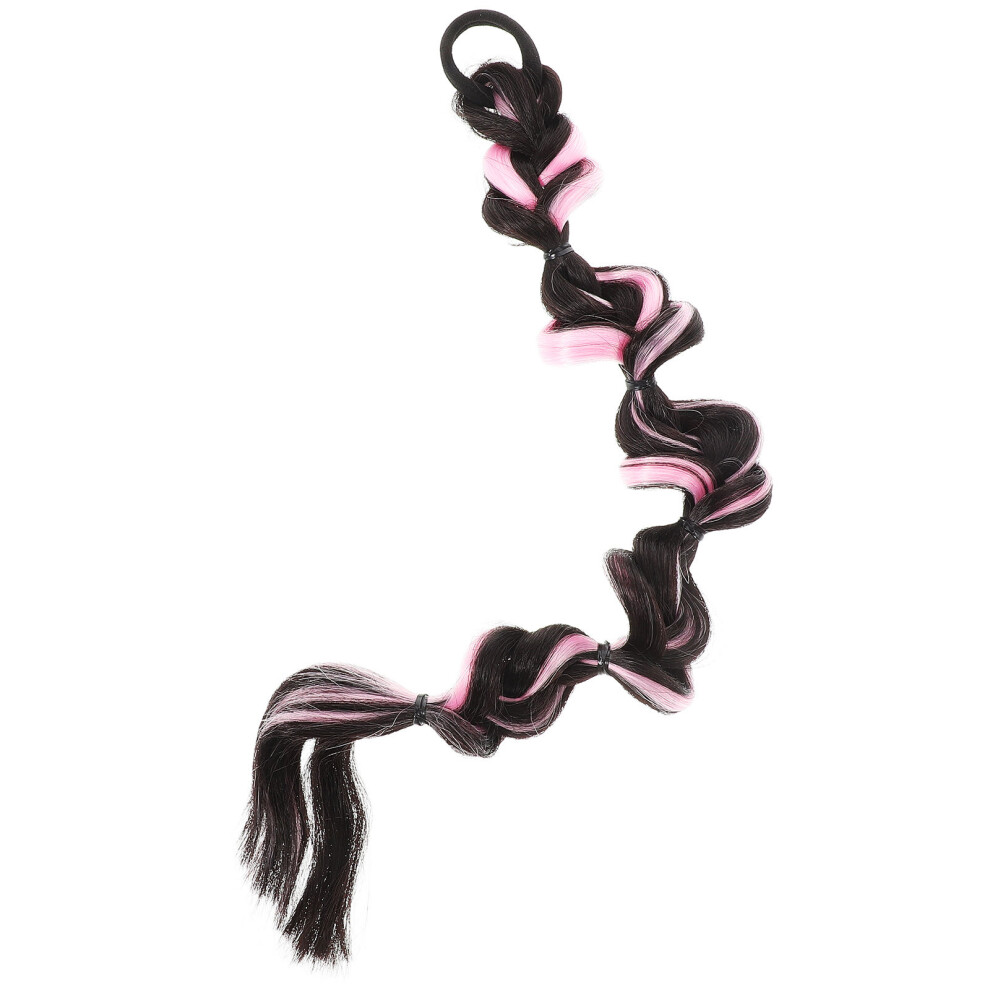 Vaguelly Unisex 4Pcs Bubble Braided Ponytail Hair Extensions With Elastic Tie