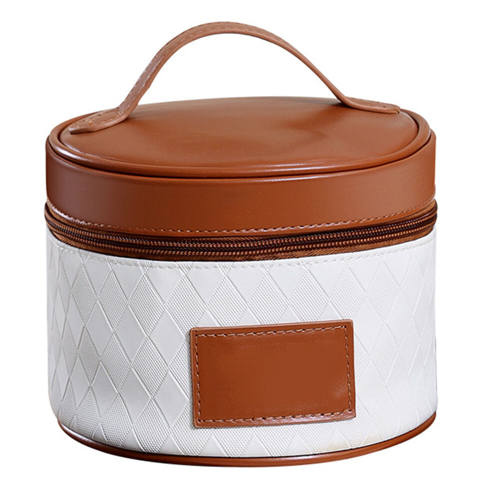 Travel Makeup Bag PU Large Cylinder Skincare Bag Women