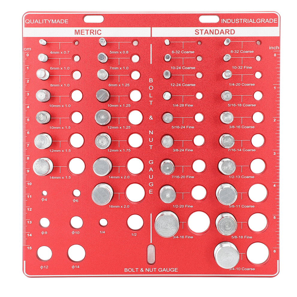 34Pcs Screw Nut Bolt Checker Aluminum Alloy High Accuracy Tool 609610716006