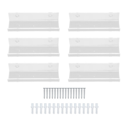 6 Pcs Acrylic Wall Mounted Record Shelf Clear Vinyl Holder