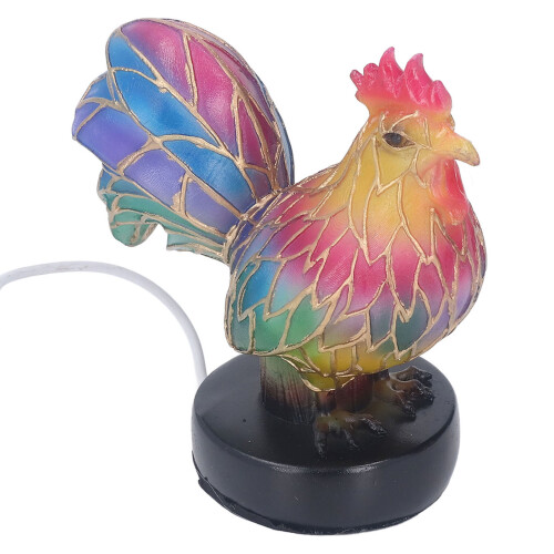 Stained Resin Rooster Table Lamp LED Animal Night Light Home Decor