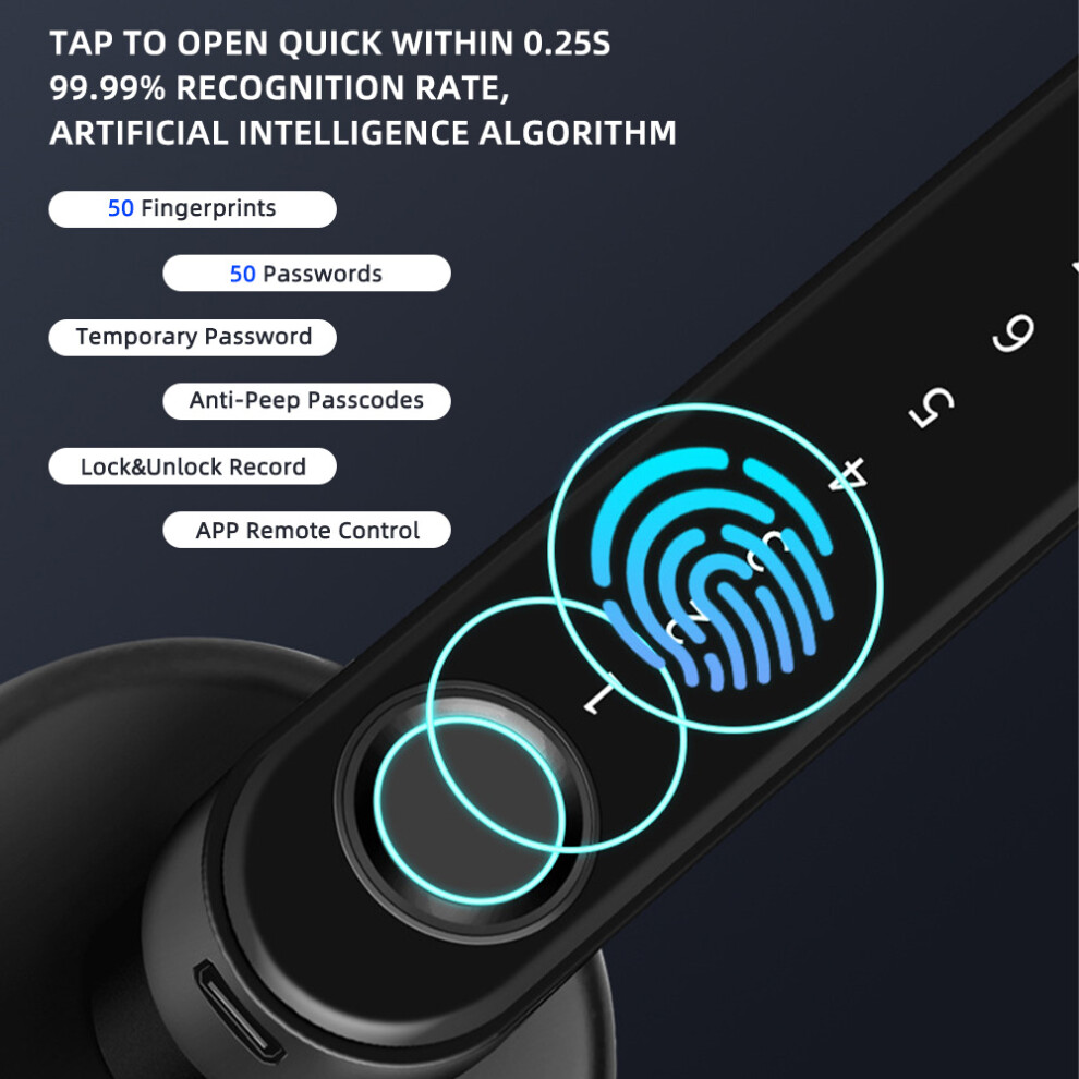 Aoresac Fingerprint Door Lock Biometric Smart Knob With Keypad Black 609610720898