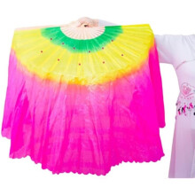 Ballet Equipment Belly Dance Silk Fans Faux Silk Fan Gradient Colour Stage Performance For Belly Dance