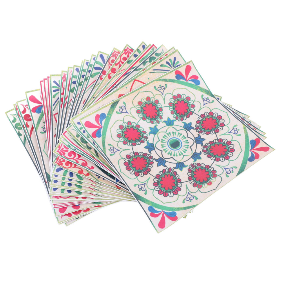 (Hz055) 24Pcs Self Adhesive Floral Tile Sticker Waterproof Pvc Hz055 609610722182