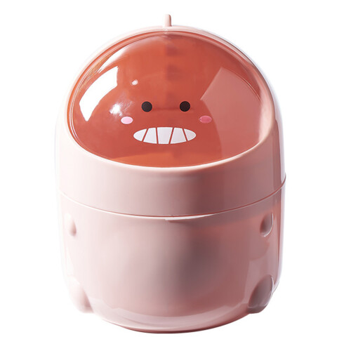 (Pink) Desktop Flip Cover Trash Can Multifunctional Storage Pink