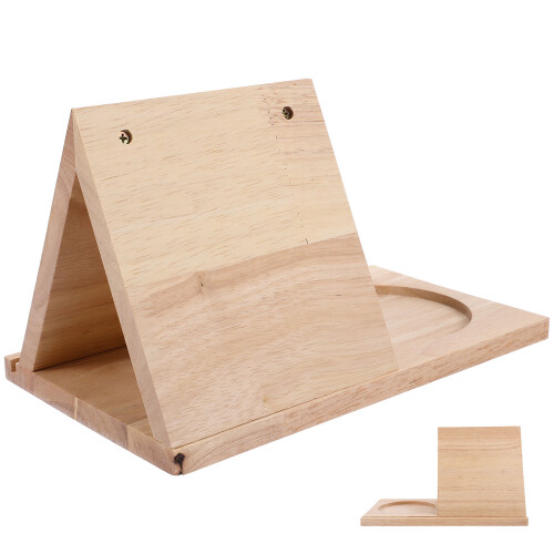 3Pcs Wooden Triangle Book Stand With Cup Holder 1