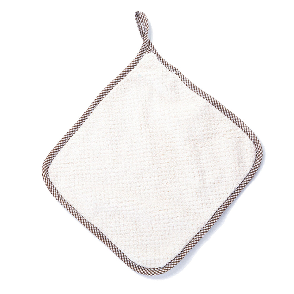 (Green) Coral Fleece Dish Cloth with Hanging Loop Soft Absorbent Towel Beige-image-OPC-PKXTJX5-NEW