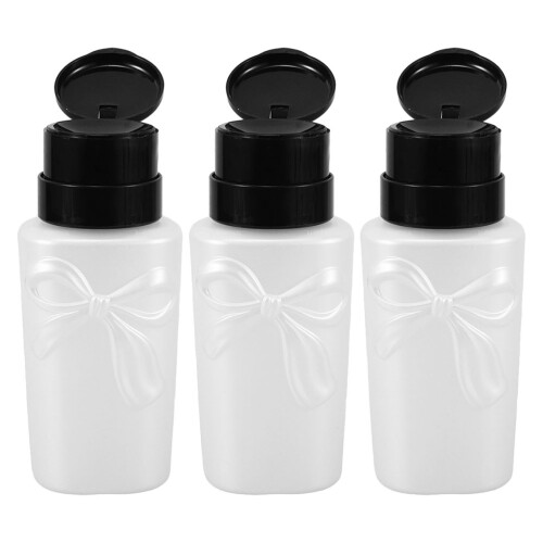 6 Pcs Empty Lockable Pump Dispenser Bottles For Nail Polish Remover