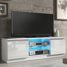 Aura 120cm TV Unit LED - White Gloss Doors