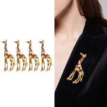 Bunter Cartoon-Giraffenbrosche aus Aluminiumlegierung, 4 Stück, eleganter Schmuck