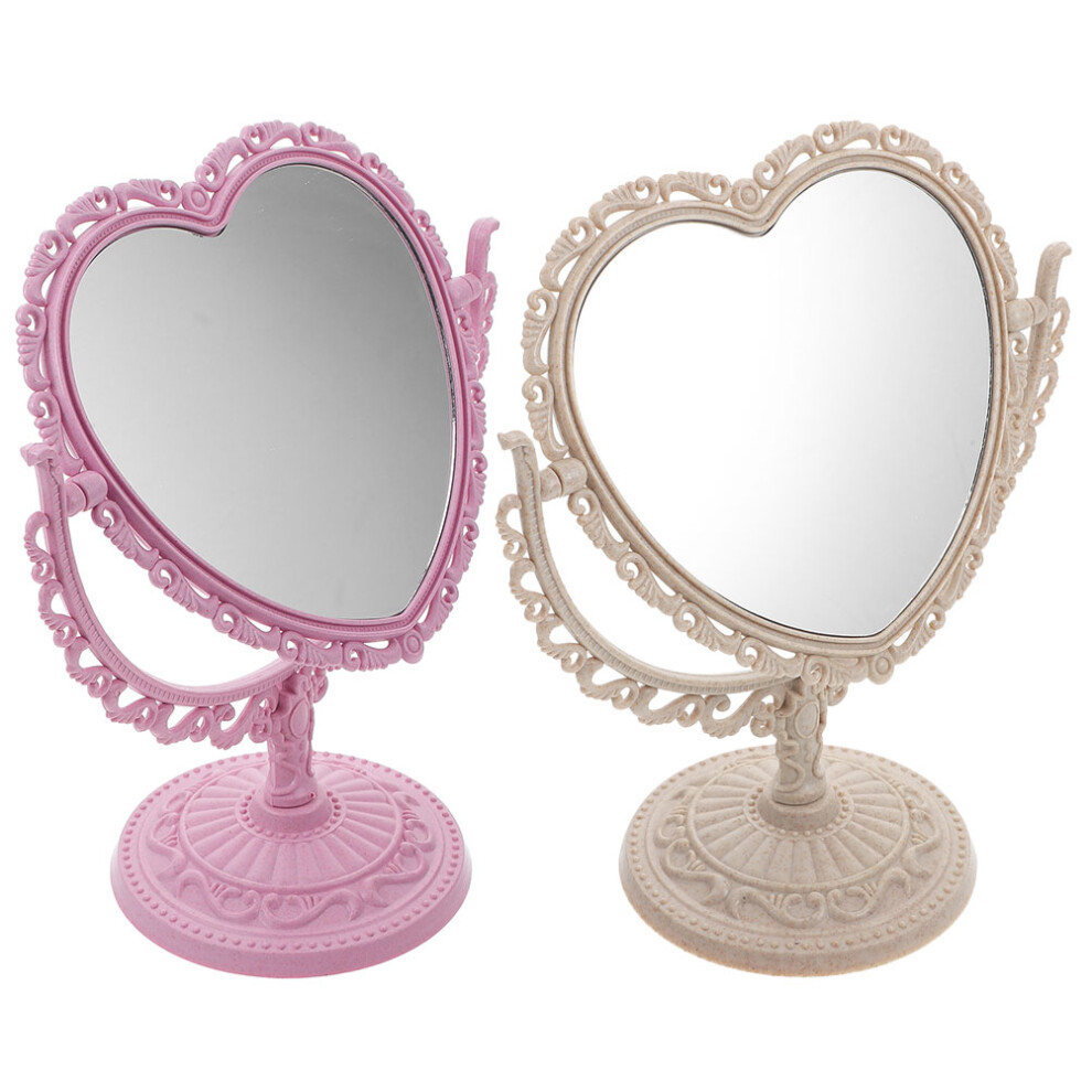 Happyyami 8 Pcs Vintage Heart Shaped Rotatable Makeup Mirrors For Girls
