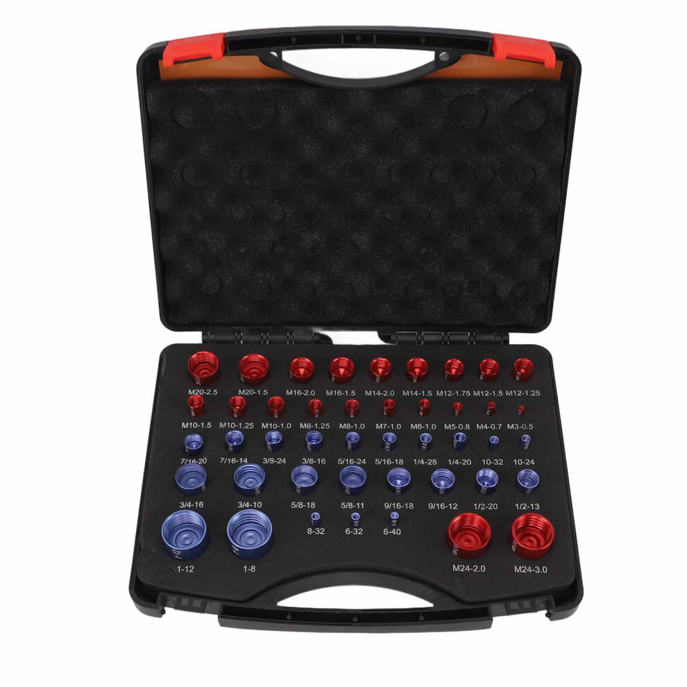 44Pcs Nut Bolt Thread Checker Red Blue Inch Metric Gauge Set 609610726937