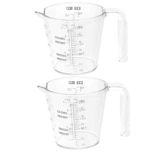 2 durchsichtige messbecher aus hartkunststoff mit 250 ml 2