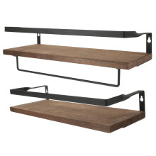 2Stk Wandboard Holz Metall Braun Hängeregal Vielseitig Wohnbereich