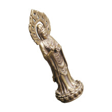 Golden Brass Antique Guan Yin Model Religious Desktop Office Decor