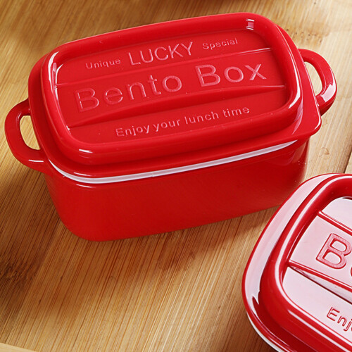 rechteckige Kunststoff-Lunchbox, 1 , rot 2