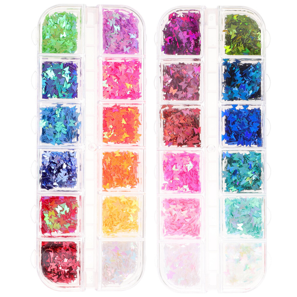 Vaguelly 6 Boxes Butterflies Nail Art Glitters Sequins Manicure Supplies