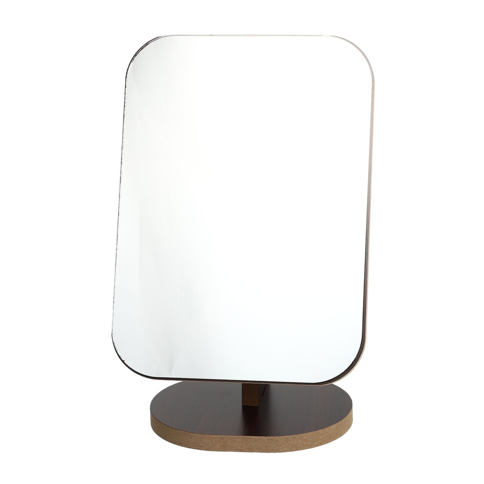 Happyyami 2 Pcs Tabletop Portable Makeup Mirror Wooden Rotatable
