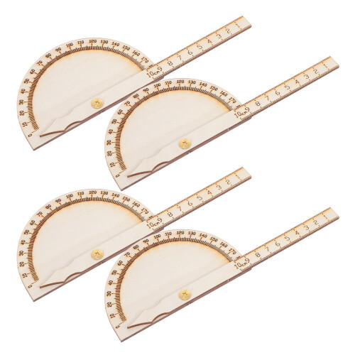 8 Pcs Diy Wooden Protractor Adjustable Ruler For Students Angle Tool 1