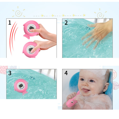 Thermomètre Jouet Rose Poisson Étanche Température Bain Bébé 2