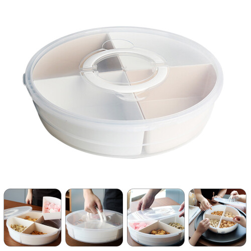 1Pc White Multi-Grid Storage Plate Plastic for Fruits and Snacks 2